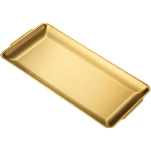 Stainless Steel Heavy-Duty Lerving Trays, Gold Rectangular Plates for Food, Fruit, Party, Wedding, Christmas, Chip and Scratch Resistant（32*16cm） In Australia - Darrahopens