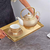 Stainless Steel Heavy-Duty Lerving Trays, Gold Rectangular Plates for Food, Fruit, Party, Wedding, Christmas, Chip and Scratch Resistant（32*16cm） In Australia - Darrahopens