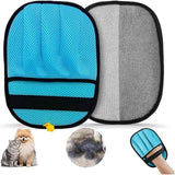 2pcs Five-Finger Electrostatic Pet Hair Removal Glove for Cats & Dogs, Reusable Magic Brush Grooming Mitt for Furniture, Couch, Carpet, Car Seat & Clothing（blue） In Australia - Darrahopens