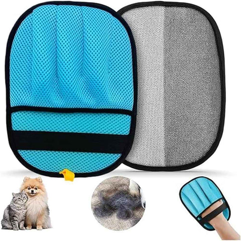 2pcs Five-Finger Electrostatic Pet Hair Removal Glove for Cats & Dogs, Reusable Magic Brush Grooming Mitt for Furniture, Couch, Carpet, Car Seat & Clothing（blue） In Australia - Darrahopens