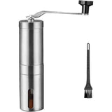 Mini manual coffee grinder with brush, portable stainless steel design, ideal for camping (silver 18cm) In Australia - Darrahopens