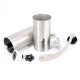 Mini manual coffee grinder with brush, portable stainless steel design, ideal for camping (silver 18cm) In Australia - Darrahopens