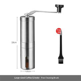 Mini manual coffee grinder with brush, portable stainless steel design, ideal for camping (silver 18cm) In Australia - Darrahopens