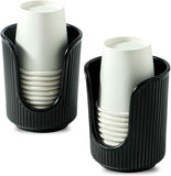 Bathroom Cup Dispenser with Stylish Vertical Stripes - Disposable Mouthwash Cup Holder Holds Paper Cups for Rinsing Cups on Bathroom Vanity Countertops (Black 2 Pack) In Australia - Darrahopens