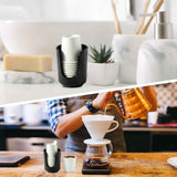 Bathroom Cup Dispenser with Stylish Vertical Stripes - Disposable Mouthwash Cup Holder Holds Paper Cups for Rinsing Cups on Bathroom Vanity Countertops (Black 2 Pack) In Australia - Darrahopens