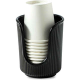 Bathroom Cup Dispenser with Stylish Vertical Stripes - Disposable Mouthwash Cup Holder Holds Paper Cups for Rinsing Cups on Bathroom Vanity Countertops (Black 2 Pack) In Australia - Darrahopens