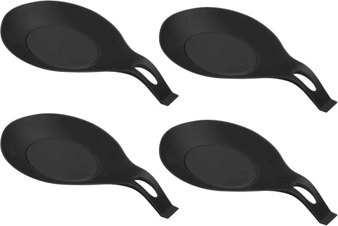 TPE Spoon Rest,  Heat Resistant Kitchen Utensil Holder Spatula Ladle Rest for Counter Stove Top, Black 4Pcs In Australia - Darrahopens