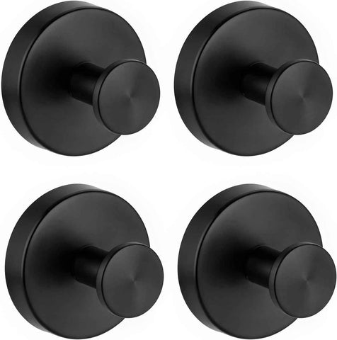 Suction Cup Hooks for Shower, Removable Towel Hooks for Bathrooms Wall, Glass, Window No Drill Shower Suction Hooks for Hanging, Robe, Loofah, Wreath 4 Pcs Black In Australia - Darrahopens