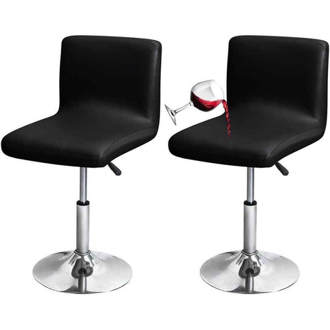 Waterproof Bar Stools Cover with Back Stretch PU Barstools Slipcovers Counter Height Bar Stool Covers Protector Square Swivel Barstool Covers for Kitchen Bar Set of 2 Black In Australia - Darrahopens