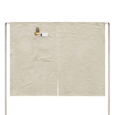 Linen Half Apron Bistro Apron  Half Apron with Pockets Craft Waist Apron for Cooking Baking Gardening Art  beige  (straight insertion bag) In Australia - Darrahopens