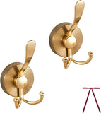 2pcs Cup Hooks for Shower,Bathroom - Heavy Duty, Removable,Waterproof, No Drill Holds Towels, Robes, Wreath on Glass, Tile, Mirror, Door（Golden）double-headed In Australia - Darrahopens