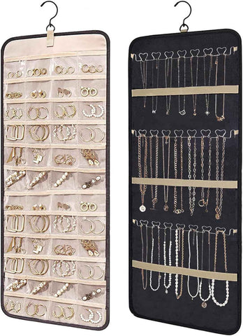 Hanging Jewelry Organizer- Dual-Sided Hanging Jewelry Organizers and Storage for Necklaces, Earrings Holder on Closet, Wall, Door, Christmas Gifts for Women,Black  L In Australia - Darrahopens