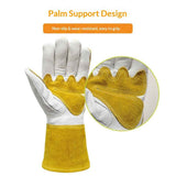 Sheepskin labor protection argon arc welding gloves, heat-insulating and heat-resistant welding gloves, high temperature resistant welding gloves, gloves used on construction sites（White+Yellow M） In Australia - Darrahopens