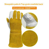 Sheepskin labor protection argon arc welding gloves, heat-insulating and heat-resistant welding gloves, high temperature resistant welding gloves, gloves used on construction sites（White+Yellow M） In Australia - Darrahopens