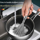 304 stainless steel pot brush, household long handle cleaning and stain removal brush, nano steel wire brush, kitchen pot washing brush In Australia - Darrahopens