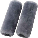 Soft and comfortable wool car seat belt cover, 2-piece fluffy seat belt cushion, wool leather shoulder strap for adults, children, men and women (gray) In Australia - Darrahopens