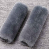 Soft and comfortable wool car seat belt cover, 2-piece fluffy seat belt cushion, wool leather shoulder strap for adults, children, men and women (gray) In Australia - Darrahopens