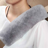 Soft and comfortable wool car seat belt cover, 2-piece fluffy seat belt cushion, wool leather shoulder strap for adults, children, men and women (gray) In Australia - Darrahopens
