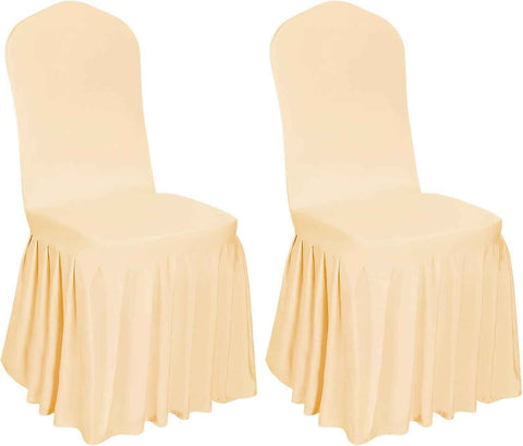 2pcs Chair Covers Stretch Skirt, Durable Washable Universal Chair Slipcover, Super Fit  Chair Seat Protector Cover for Hotel, Ceremony, Home(Champagne) In Australia - Darrahopens