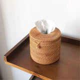 Vine woven circular paper tube tissue box, Chinese style paper box, hand woven living room tissue box In Australia - Darrahopens