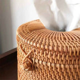 Vine woven circular paper tube tissue box, Chinese style paper box, hand woven living room tissue box In Australia - Darrahopens