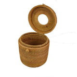 Vine woven circular paper tube tissue box, Chinese style paper box, hand woven living room tissue box In Australia - Darrahopens