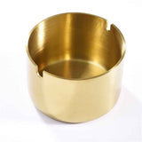 2 Pack Stainless Steel Round Thickening Anti-fall High Temperature Heat Resistant Ashtray, Living Room Desk Office Desk Ash Storage Tray Box (Gold) In Australia - Darrahopens