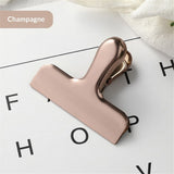 2pcs Food Sealing Clips Snack Bag Sealer for Chips Bread and Grains Fresh-Keeping Stainless Steel Large Bull Clips Clamps for Drawing Board, Home Kitchen Office (Champagne) In Australia - Darrahopens
