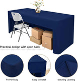 120*40*75cm Rectangle Fitted Open Back Tablecloth for Folding Table Washable Polyester Table Cover for Trade Show Wedding Party Picnic Outdoor Events dark blue In Australia - Darrahopens