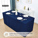 120*40*75cm Rectangle Fitted Open Back Tablecloth for Folding Table Washable Polyester Table Cover for Trade Show Wedding Party Picnic Outdoor Events dark blue In Australia - Darrahopens
