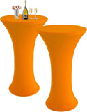 Cocktail fabric Round Tablecloth, 2 Pack Highboy Fitted Stretch Cocktail Table Covers High Top Table Cloth for Banquet Wedding Bar Party -Orange In Australia - Darrahopens