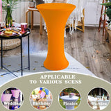 Cocktail fabric Round Tablecloth, 2 Pack Highboy Fitted Stretch Cocktail Table Covers High Top Table Cloth for Banquet Wedding Bar Party -Orange In Australia - Darrahopens