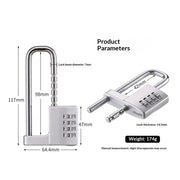 Gym Locker Lock Code Long Adjustable Shackle Lock for, School, Gym, Fences,Child Proof Sliding Code Locks Baby Safety U Shaped for Knob Handle Drawers Closet (Silver)
