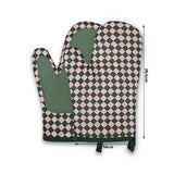 Green Checkered Oven Mitts Heat Resistant, Vintage Retro Checkerboard Cute Oven Mitts, Non-Slip Silicone Kitchen Oven Gloves 1 Pair