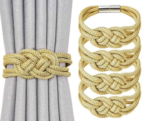 4-piece set of powerful magnetic curtain straps upgraded The curtain straps are woven with knots to decorate the curtain buckle, suitable for home and office curtains (gold) In Australia - Darrahopens