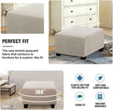 Square  Covers Slipcovers Folding Storage Stool Furniture Protector Form Fit with Elastic Bottom, Stretch High  Small Checks Jacquard Fabric(M，white) In Australia - Darrahopens