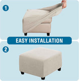 Square  Covers Slipcovers Folding Storage Stool Furniture Protector Form Fit with Elastic Bottom, Stretch High  Small Checks Jacquard Fabric(M，white) In Australia - Darrahopens