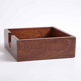 Cocktail paper napkin holder square, wooden flat napkin tray, cocktail napkins for kitchen decoration, restaurant countertop bar accessories 14x14x5cm In Australia - Darrahopens