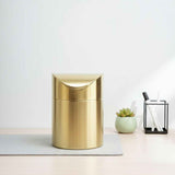 Stainless Steel Trash Can with Swing Lid, Mini Countertop Trash Bin Bathroom, Golden Desktop Garbage Cans Tiny Kitchen Waste Bins with Trash Bag In Australia - Darrahopens