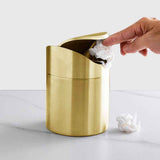 Stainless Steel Trash Can with Swing Lid, Mini Countertop Trash Bin Bathroom, Golden Desktop Garbage Cans Tiny Kitchen Waste Bins with Trash Bag In Australia - Darrahopens