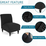 LavishCover Armless Accent Chairs Covers, Thick Armless Recliner Sofa Cover Stretchable, Removable Armless Chair Slipcover for Living Dining Room Hotel (Black, 1pc) In Australia - Darrahopens