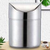 Stainless Steel Small Trash Cans, Trumpet Desktops Mini Creative Covered Desk Kitchen Living Room Trash Cans(Sliver) In Australia - Darrahopens