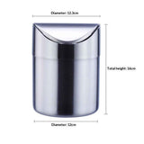Stainless Steel Small Trash Cans, Trumpet Desktops Mini Creative Covered Desk Kitchen Living Room Trash Cans(Sliver) In Australia - Darrahopens