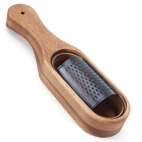 Wooden Cheese Grater with Handle, Rustic Brown Cheese Shredder with Storage Space, Handheld Kitchen Graters for Cheese Lemon Chocolate  (With Handle) In Australia - Darrahopens