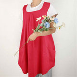 Soft   Polyester  Apron Cross Back Aprons with 2 Pockets Women’s  Square Apron Garden Smock for Baking Cooking Red