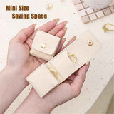 2pcs Mini Travel Jewelry Bag, Mini Travel Jewelry Roll Bag with Buckle, Portable Foldable Multifunctional Jewelry Travels Pouch for Earrings, Rings, Necklaces (White) In Australia - Darrahopens