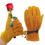 Leather Work Gloves for Men Women with Cotton Lining, Large Thorn Proof Cactus Gardening Yard Work Gloves for Rose Pruning, Heavy Duty  Welding, Construction, Large（Yellow M） In Australia - Darrahopens