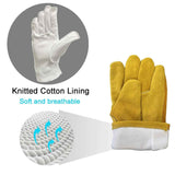 Leather Work Gloves for Men Women with Cotton Lining, Large Thorn Proof Cactus Gardening Yard Work Gloves for Rose Pruning, Heavy Duty  Welding, Construction, Large（Yellow M） In Australia - Darrahopens