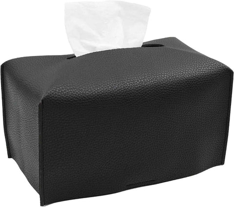 Tissue Box Cover,Modern PU Leather Rectangular Tissue Box Holder - Decorative Holder/Organizer for Bathroom Vanity Countertop, Night Stands, Office Desk -  rectangular black In Australia - Darrahopens