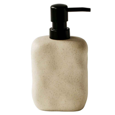 Modern Ceramic Soap Dispenser, Beige Speckled Finish, Black Pump Top, Refillable Liquid Container for Bathroom Kitchen(440 ml) In Australia - Darrahopens